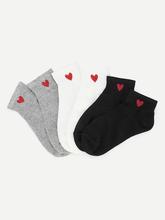 Heart Pattern Detail Ankle Socks 6 Pairs