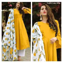 Hifashion-Plain Designed Rayon Kurti For Women-Yellow