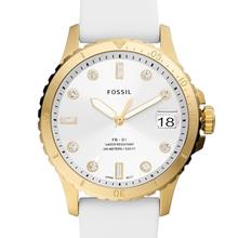 Fossil White/Gold Leather Casual Watch For Women - ES5286