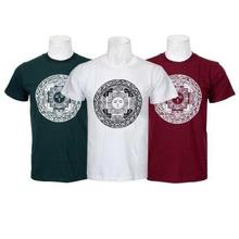 Pack Of 3 Half Sleeve Mandala Printed 100% Cotton T-Shirt For Men- Green/White/Maroon - 07