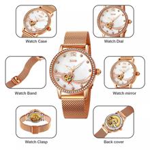 Skmei 9255 Fashion Luxury 3Bar Waterproof Women Luxury Stainless Steel Watch Waterproof Automatic Diamond Mechanical Watch