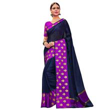 Stylee Lifestyle Navy Blue Banarasi Silk Jacquard Saree (1802)