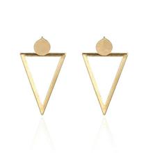 Fashion Circle Dot Triangle Frame Gold Plated Stud Earrings