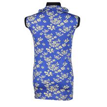 Flowers Imprints on Blue Tops For Women