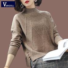 Vangull Half-Turtleneck Knitted Sweaters Women Long Sleeve