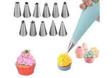 12 Piece Cake Decorating Set Frosting Icing Piping Bags Tips With Steel Nozzles Reusable And Washable