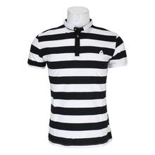 Blue/White Striped Polo Neck Half Sleeves T-Shirt For Men