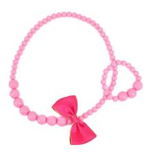 Pink Bow Design Necklace And Bracelet For Girls