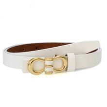 White Push Lock Casual Belt For Women- S3003