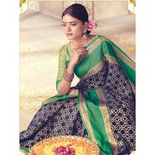 Stylee Lifestyle Navy Blue Banarasi Silk Jacquard Saree  - 2083