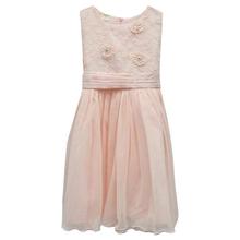 Light Peach Flower Embroidered Frock For Girls