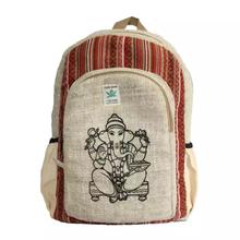 Beige Hemp Ganesh Printed Backpack- Unisex