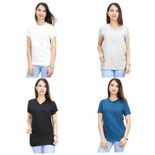 Pack of 4 Cotton Tshirts-White/Grey/Black/Blue