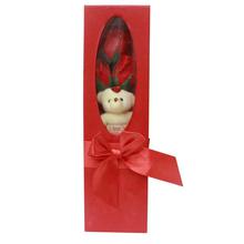 Red Roses And Teddy Bear Bouquet Gift Box