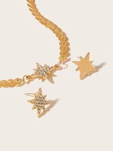 Rhinestone Star Detail Choker & Earrings 3pcs