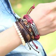 FashionieStore bracelet Women Vintage Woven Multi-layer Leather Bracelet Accessories Leather Bracelet