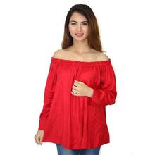 Red Off Shoulder Top For Women (WTP4693)