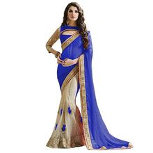 Designer Embroidered Net and Chiffon Saree with Blouse