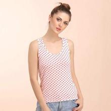 Pink And White Cotton Polka Dot Tank Top With Racerback- CM0011P18