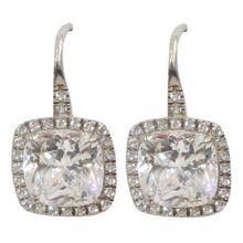Square Shaped Zircon Studded Sterling Silver (92.5% Silver) Earrings For Women - 110