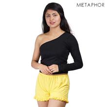 METAPHOR Yellow Solid Casual Shorts For Women - MSH04Q