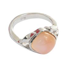 Sterling Silver (92.5% Silver) With Pink Coral Ring For Women - 076 (Size 8)