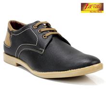 FITRITE Leather Lace Up Casual Shoes For Men- Black/Brown