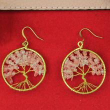 Golden/Rose Pink Tree of Life Designed Earrings For Women