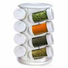 Revolving Spice Rack, with 16 Glass Jars