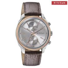 Titan 1733KL02 Silver Dial Analog Watch For Men- Brown