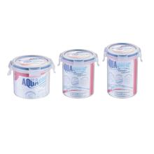 Prime Houseware Lock It Aqua Clear Round Container (300 ml, 450 ml, 600 ml)-3 Pcs