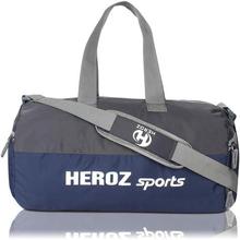 HEROZ Nylon Young 26 Ltr Gym Bag (Grey and Navy Blue)