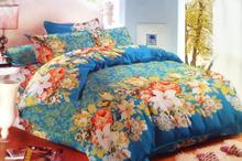 Flower Printed Blue Double Bedsheet MV-98