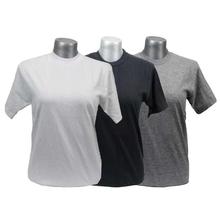 Pack Of 3 Cotton Round Neck T-Shirt For Ladies (White, Black and Grey)