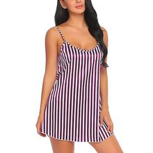 Xs and Os Women's Satin Striped Above Knee Babydoll With