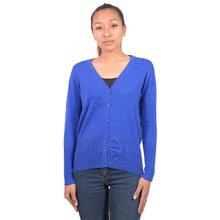 Blue Buttoned Cardigan Sweater for Women