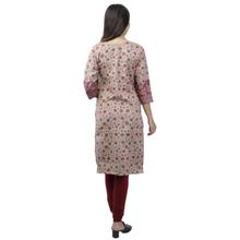 Red/Beige Floral Printed Woolen Vela Kurti And Leggings Set For Women