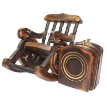 Wooden Carved Chair Shaped Coaster With Six Cup Holder