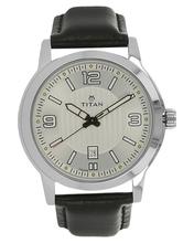 Titan Neo Silver Dial Leather Strap Watch-1730Sl01