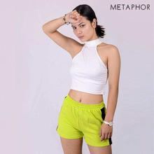 METAPHOR White Halter Neck Crop Top For Women - MT42A