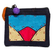 Multicolored Thread Stitched Coin Purse For Women