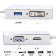 USB-C (Type C) To HDMI DVI VGA Multiport Adapter with USB 3.0 HUB