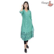 Green Long Kurti With 'A' cut