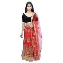 Heavy Embroidery Net Lehenga With Stone Work Semi Stitched Blouse, Lehenga and Shawl