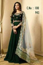 Women's Latest Embroidered Anarkali Salwar Suit/ Gawn (Dark Green)