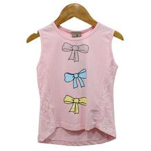 Black Cat Baby Pink Printed Sleeveless T-Shirt For Girls - 17001140