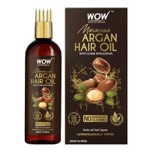 WOW Skin Science Moroccan Argan Hair Oil - WITH COMB APPLICATOR - Cold Pressed - No Mineral Oil & Silicones - (200 ml)