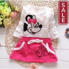 SALE- Cute Minnie Stitching Dress Pure cotton Long Sleeve