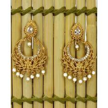 Gold Plated American Diamond Stone Studded Ramleela Jhumka Earrings For Women