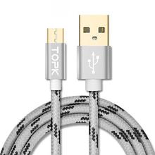 TOPK Micro USB Cable 2.4A Fast Data Sync Charging Cable For Samsung Huawei Xiaomi LG Andriod Microusb Mobile Phone Cables